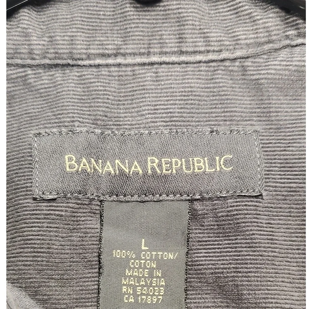 Banana Republic Mens Gray Corduroy Button Down Shirt Size L Corduroy Casual Gray